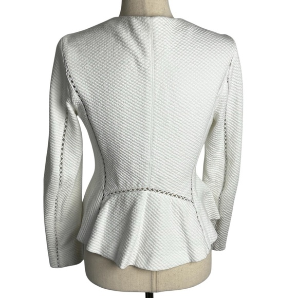 Rebecca Taylor white peplum lightweight jacket size 6 Elegant feminine - Picture 2 of 10
